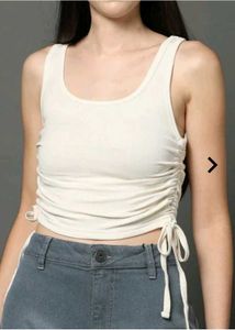 Scoop Neck Side Adjustable Ruched Drawstrings Tank