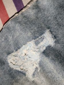 Distressed Wash Jeans with Side Stripe