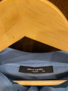 PIERRE CARDIN Striped Blue Knit Polo