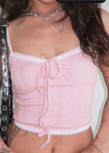 Pink Lace Trim Cami Top