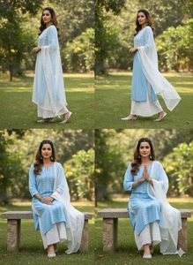 Elegant Blue Embroidered Kurta Set