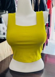 Yellow Sleeveless Crop Top