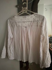 Chic White Lace Bell Sleeve Top