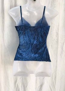 I. Blue Tie-Dye Spaghetti Strap Top