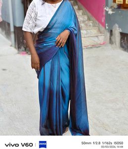 Stunning Blue Ombre Silk Saree