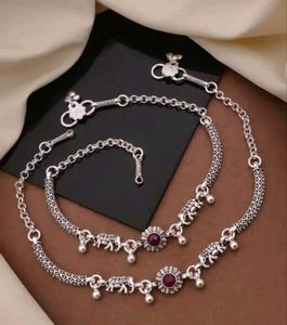 Designer Oxidized Silver Anklets