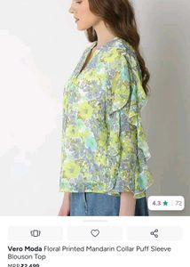 Vero Moda Floral Print Ruffle Sleeve Top