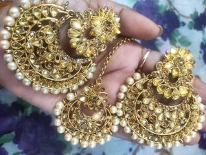 Gold-tone Pearl Embellished Earrings