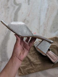 Sparkling Silver Heeled Sandals