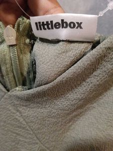 Cute Olive Green Ruffle Dress (size-M)
