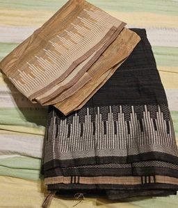 coffee brown silk cotton saree