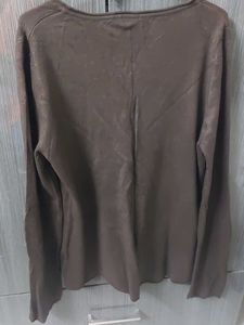 Elegant Brown V-Neck Long Sleeve Top