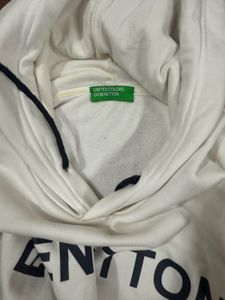 Benetton White Graphic Hoodie