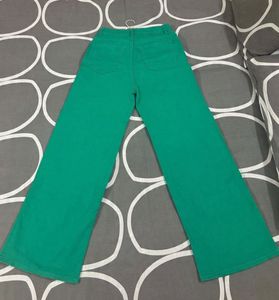 H&amp;M Green Wide-Leg Jeans