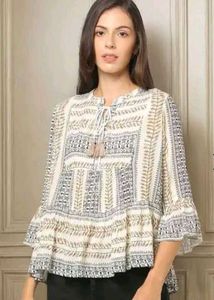 Boho Print Peasant Top