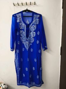 Blue Embroidered Kurta