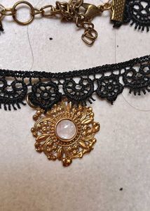 Black Lace Choker with Pendant