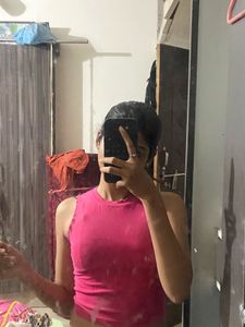 Hot Pink Sleeveless Cropped Top