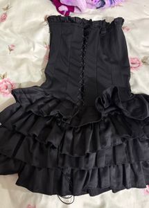Chic Black Strapless Ruffle Mini Dress