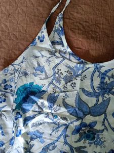 Blue Floral Halter Neck Top