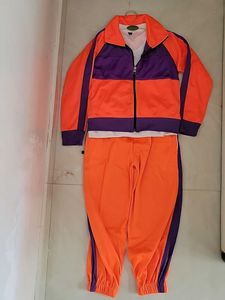 Bright Orange Joggers with Purple Stripes