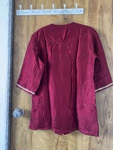 Maroon Embroidered Kurta
