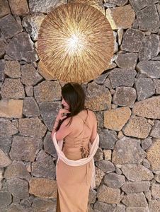 Elegant Beige Ribbed Maxi Dress