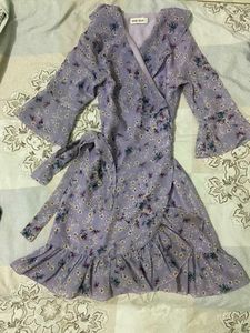 Floral Wrap Dress with Ruffle Detail