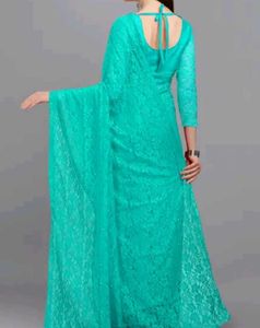 Stunning Teal Lace Saree