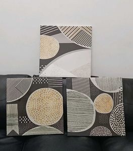 Set of 3 Abstract Geometric Canvas Art