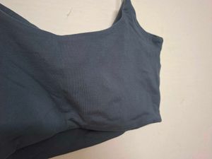 Stylish Dark greyish Blue Crop Top