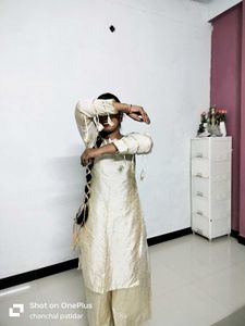 Elegant Cream Kurta Set with Palazzos, Shrug