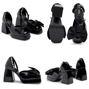 Black Bow Mary Jane Platform Heels