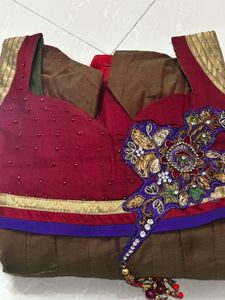 Embellished Brown Anarkali Suit Set