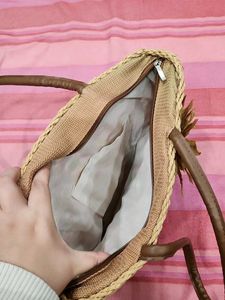 Woven Floral Embellished Tote Bag