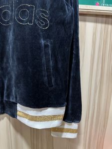 Adidas Black Velour Soft Zipup Track Jacket