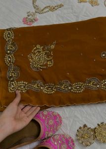 Elegant Mustard Embroidered Saree