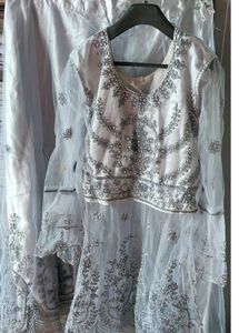 Embroidered Kurta Set with Palazzo &amp; Dupatta