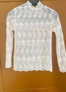 Net High Neck Full Sleeve Top