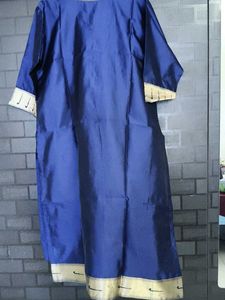Elegant Blue Paithani kurta with Golden Border