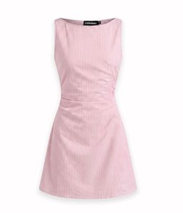 Sleeveless Striped Bodycon Mini Dress In Baby Pink