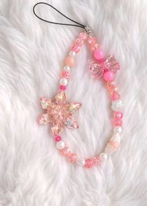 Pink Beaded Charm with Flower