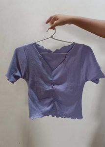 Lavender Ribbed Ruched Crop Top | Soft Stretch | T