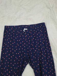 Girls Navy Blue Printed Pants