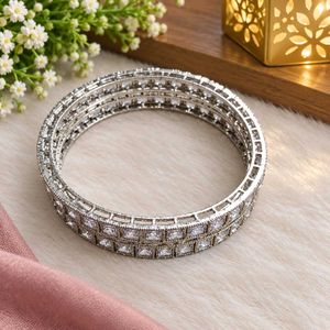 Elegant CZ Stone Bangle Set