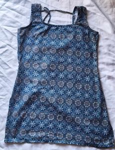 Blue Geometric Print Mini kurta