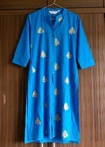 Blue Kurta with Gold Embroidery