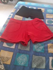 2 Pairs Red Color Shorts And Black Boyshorts