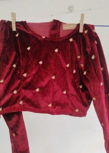 Velvet Embroidered Blouse