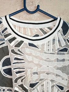 Stylish Cold Shoulder Top Sheer Multicolour